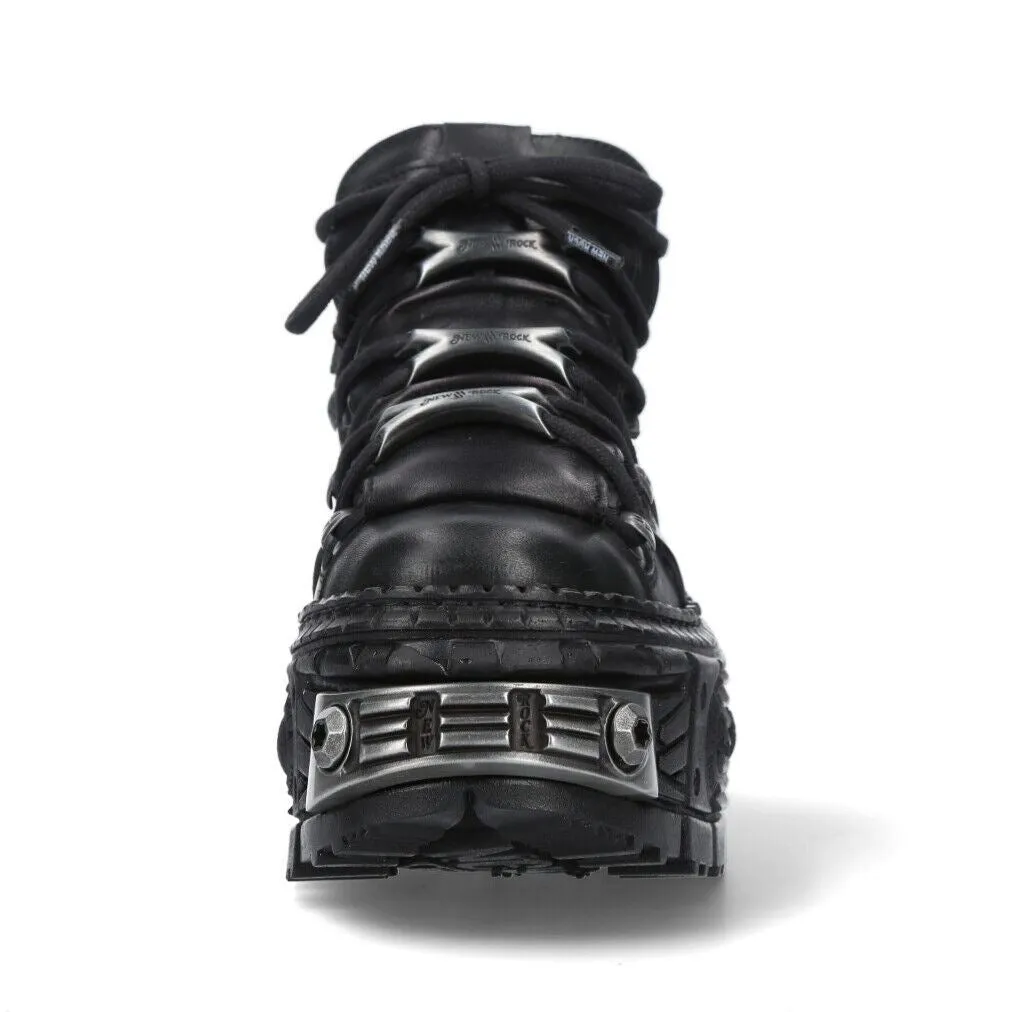 New Rock Leather Platform Ankle Boots-WALL106-S10