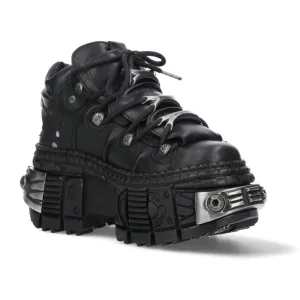 New Rock Leather Platform Ankle Boots-WALL106-S10