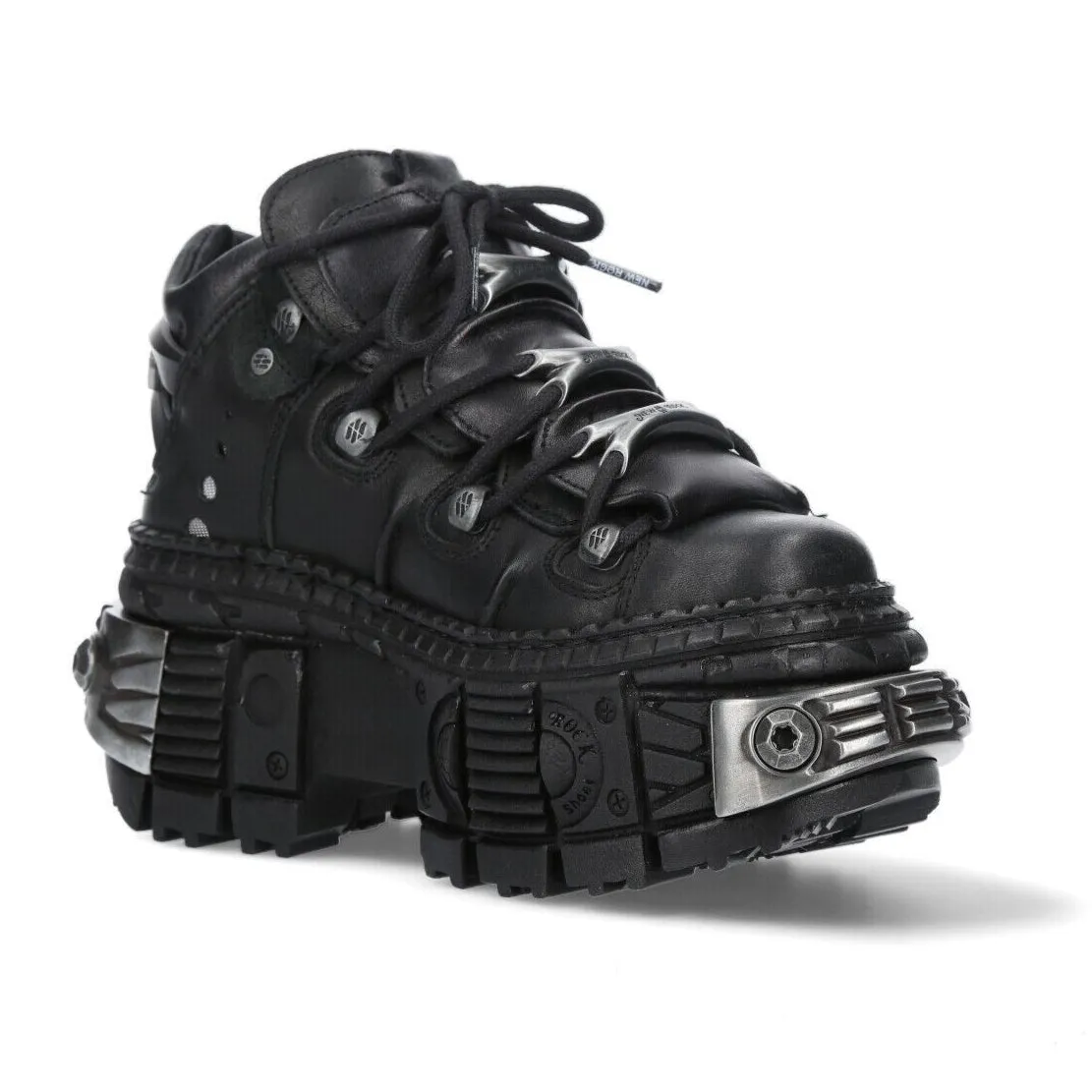 New Rock Leather Platform Ankle Boots-WALL106-S10