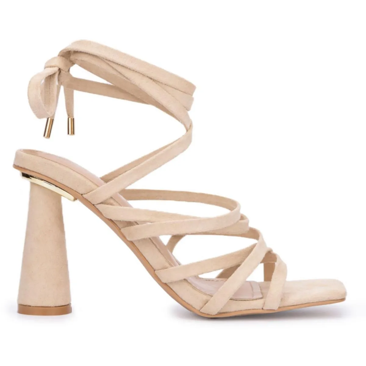 NIA Womens Faux Suede Square toe Strappy Sandals