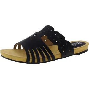Nikole Womens Faux Leather Cut-Out Flat Sandals