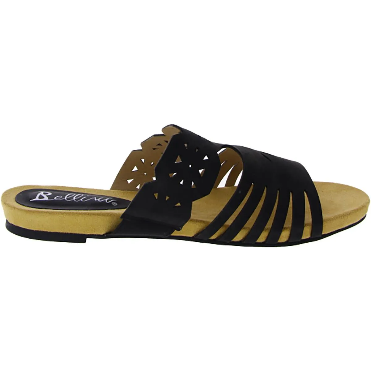 Nikole Womens Faux Leather Cut-Out Flat Sandals