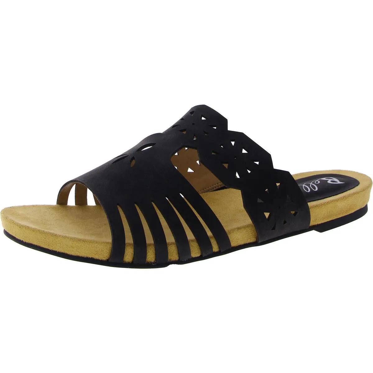 Nikole Womens Faux Leather Cut-Out Flat Sandals