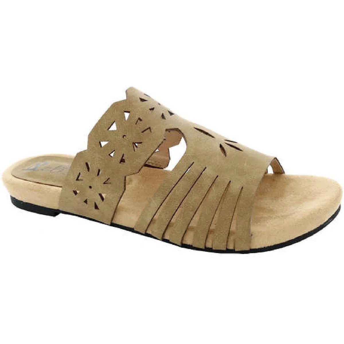 Nikole Womens Faux Leather Cut-Out Flat Sandals