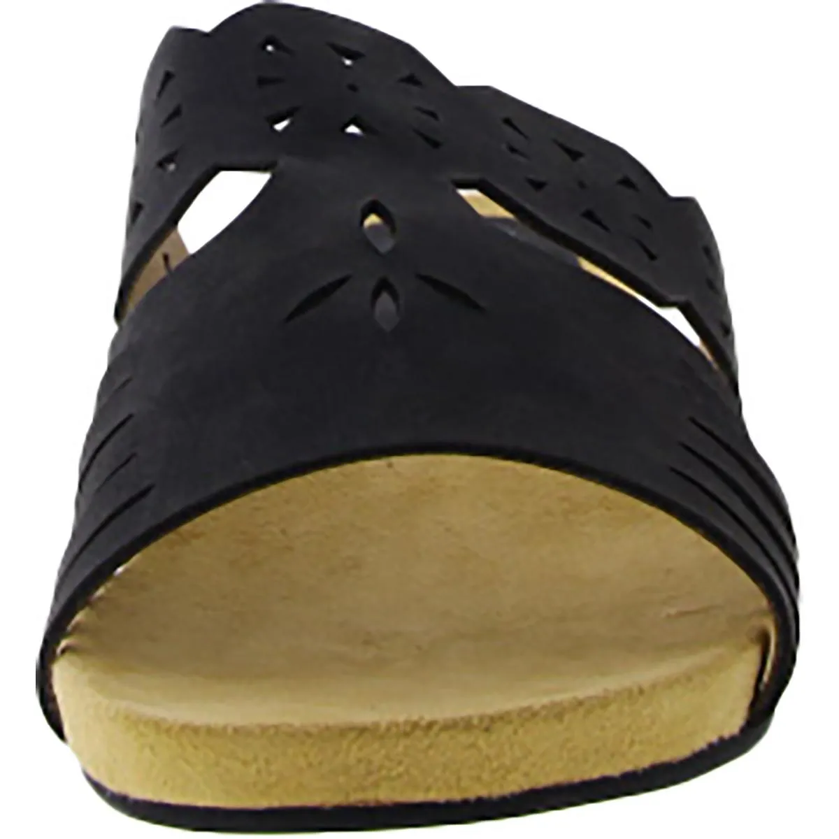 Nikole Womens Faux Leather Cut-Out Flat Sandals