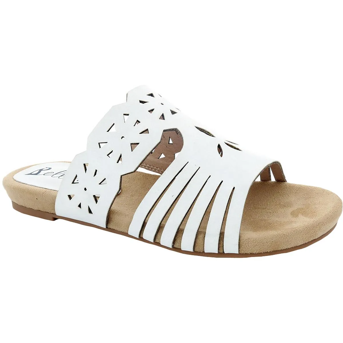 Nikole Womens Faux Leather Cut-Out Flat Sandals