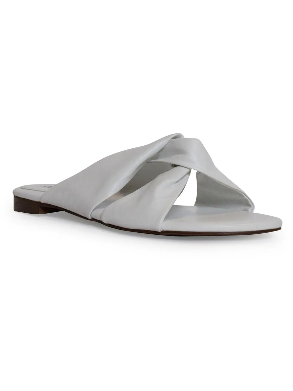 Nina Womens Faux Leather Flat Slide Sandals