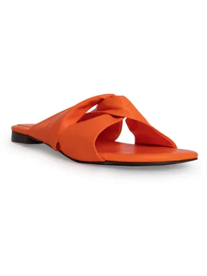 Nina Womens Faux Leather Flat Slide Sandals