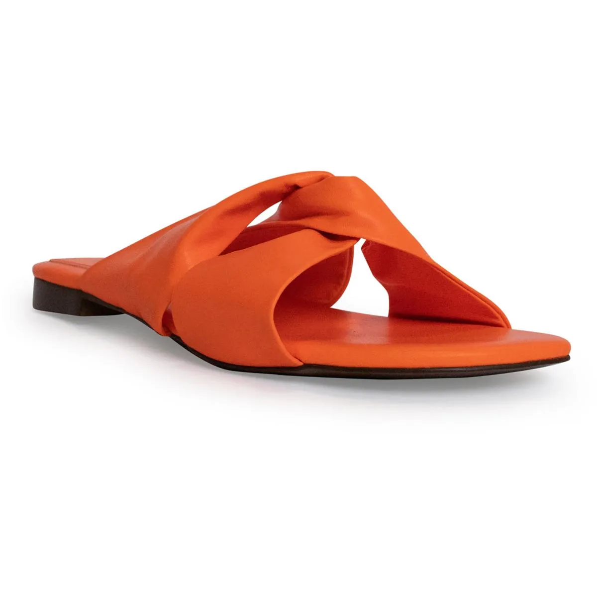 Nina Womens Faux Leather Flat Slide Sandals