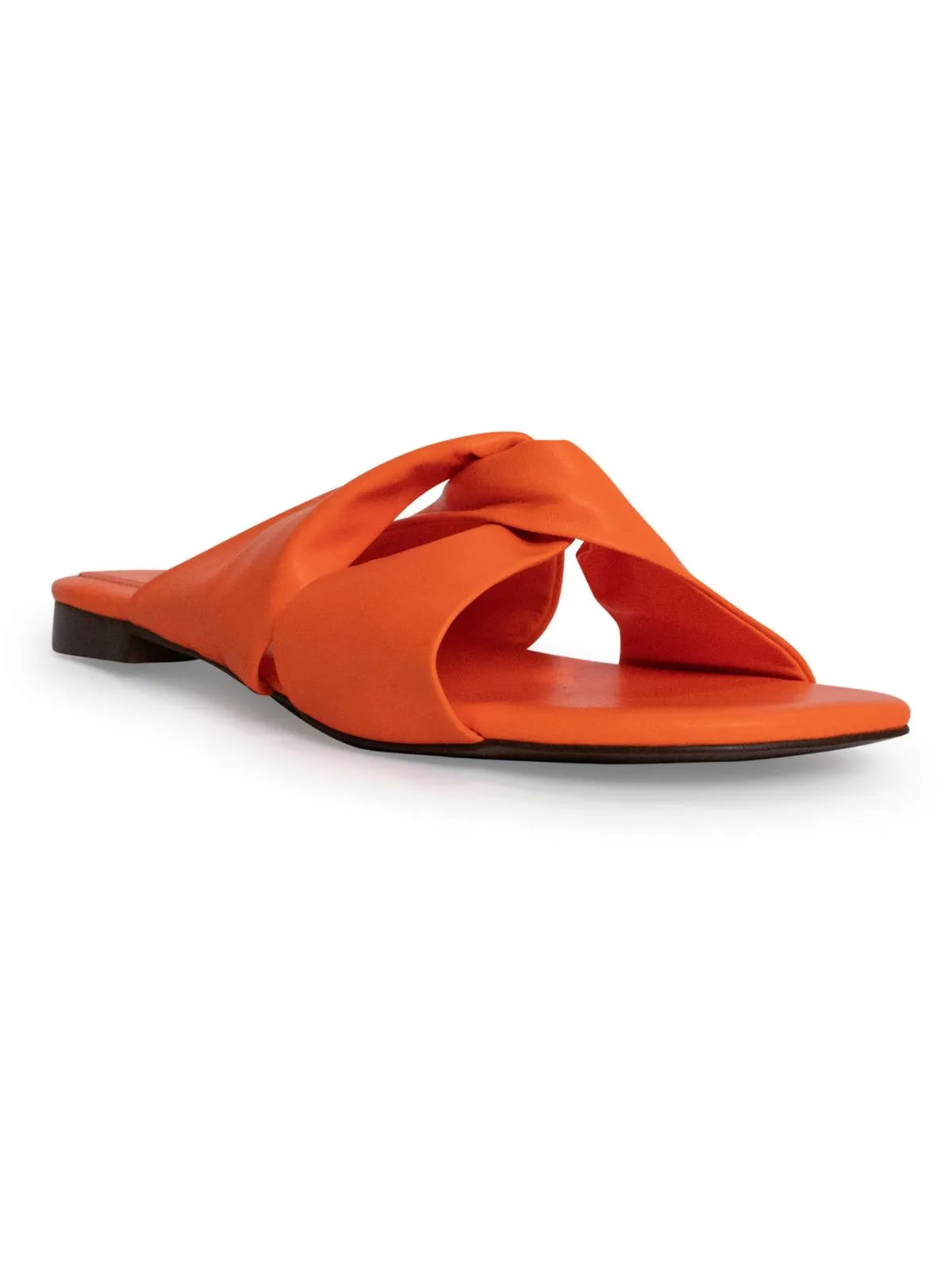 Nina Womens Faux Leather Flat Slide Sandals