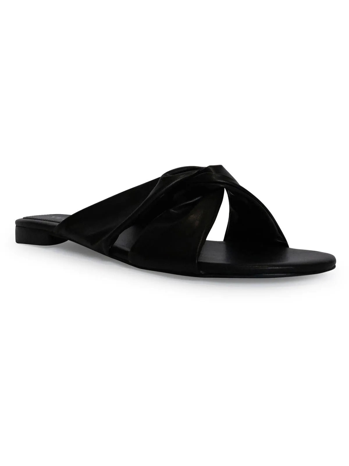 Nina Womens Faux Leather Flat Slide Sandals