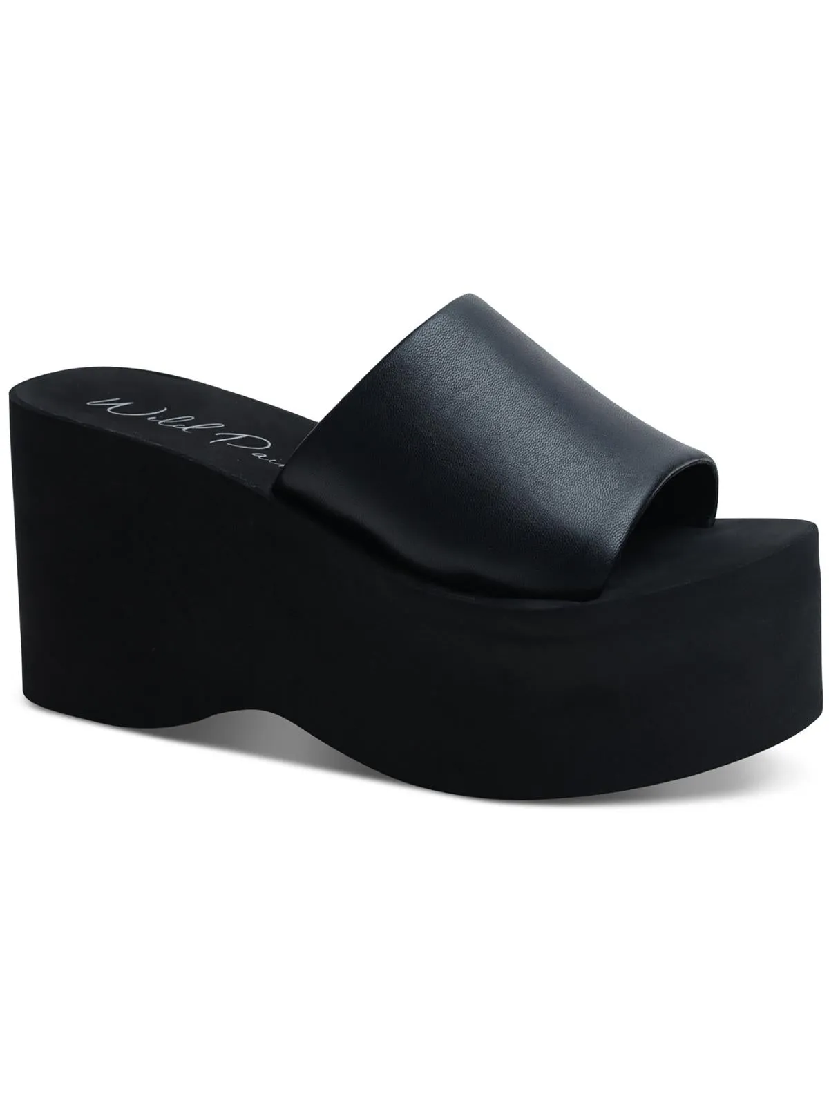 Nylaap Womens Faux Leather Slip On Wedge Sandals