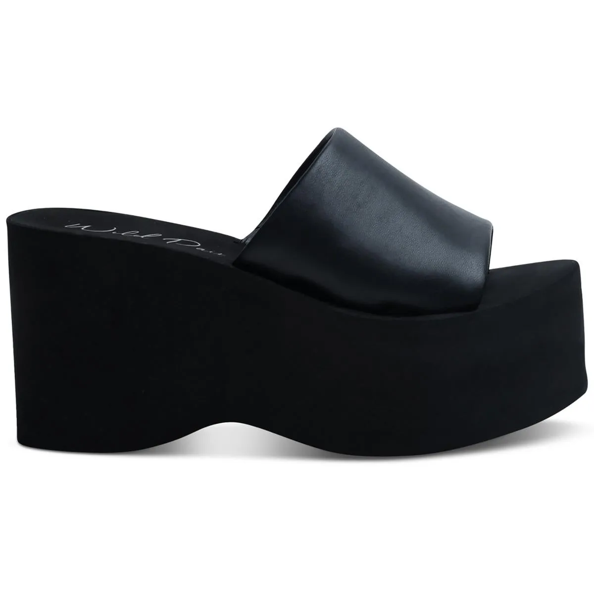 Nylaap Womens Faux Leather Slip On Wedge Sandals