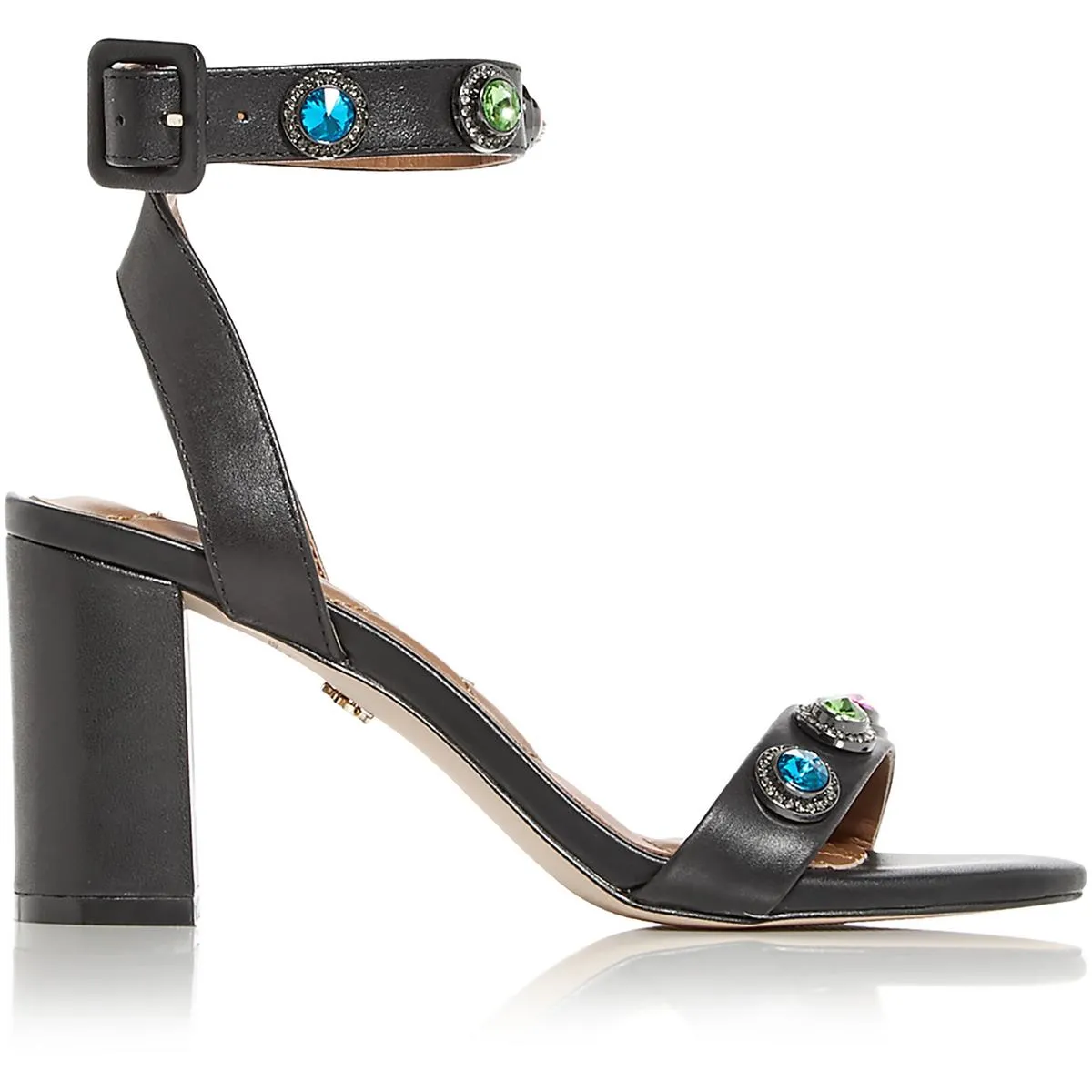 Octavia Womens Leather Ankle Strap Block Heel