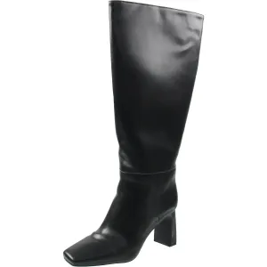 ODINA Womens Wide Calf Faux Leather Knee-High Boots