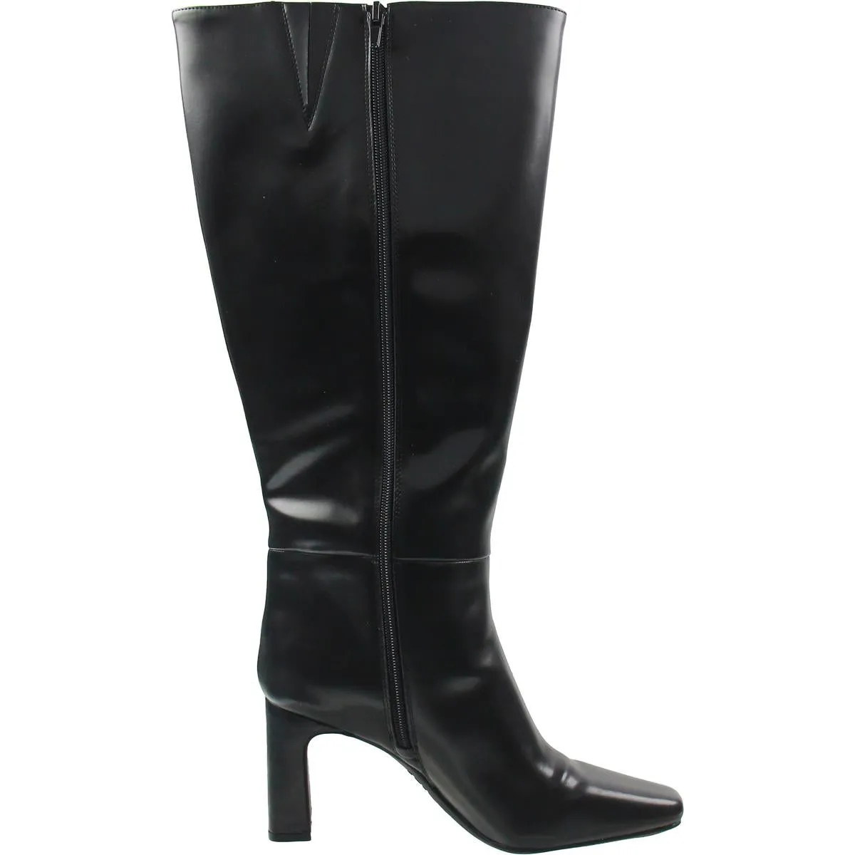 ODINA Womens Wide Calf Faux Leather Knee-High Boots