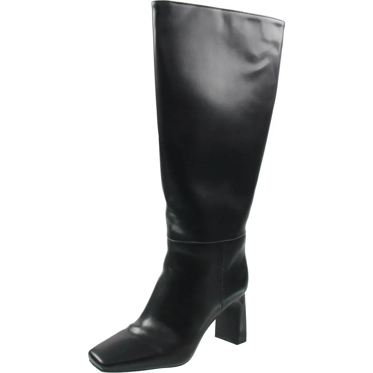 ODINA Womens Wide Calf Faux Leather Knee-High Boots