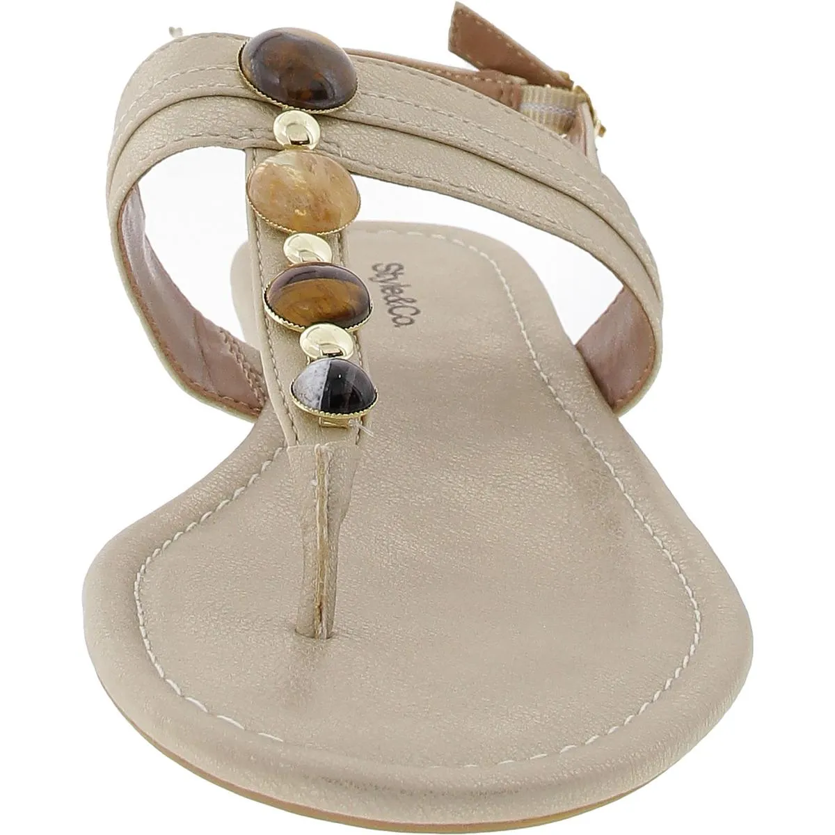 OLIVAHP Womens Beaded Man Made Ankle Strap