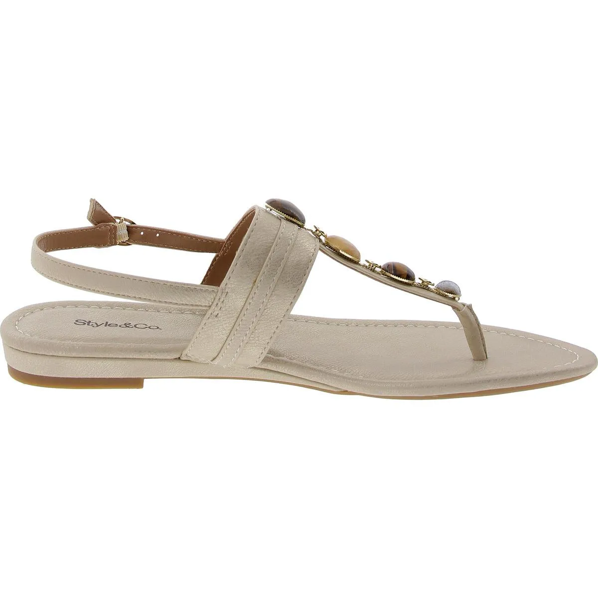 OLIVAHP Womens Beaded Man Made Ankle Strap