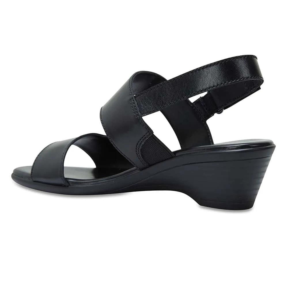Orchid Heel in Black Leather