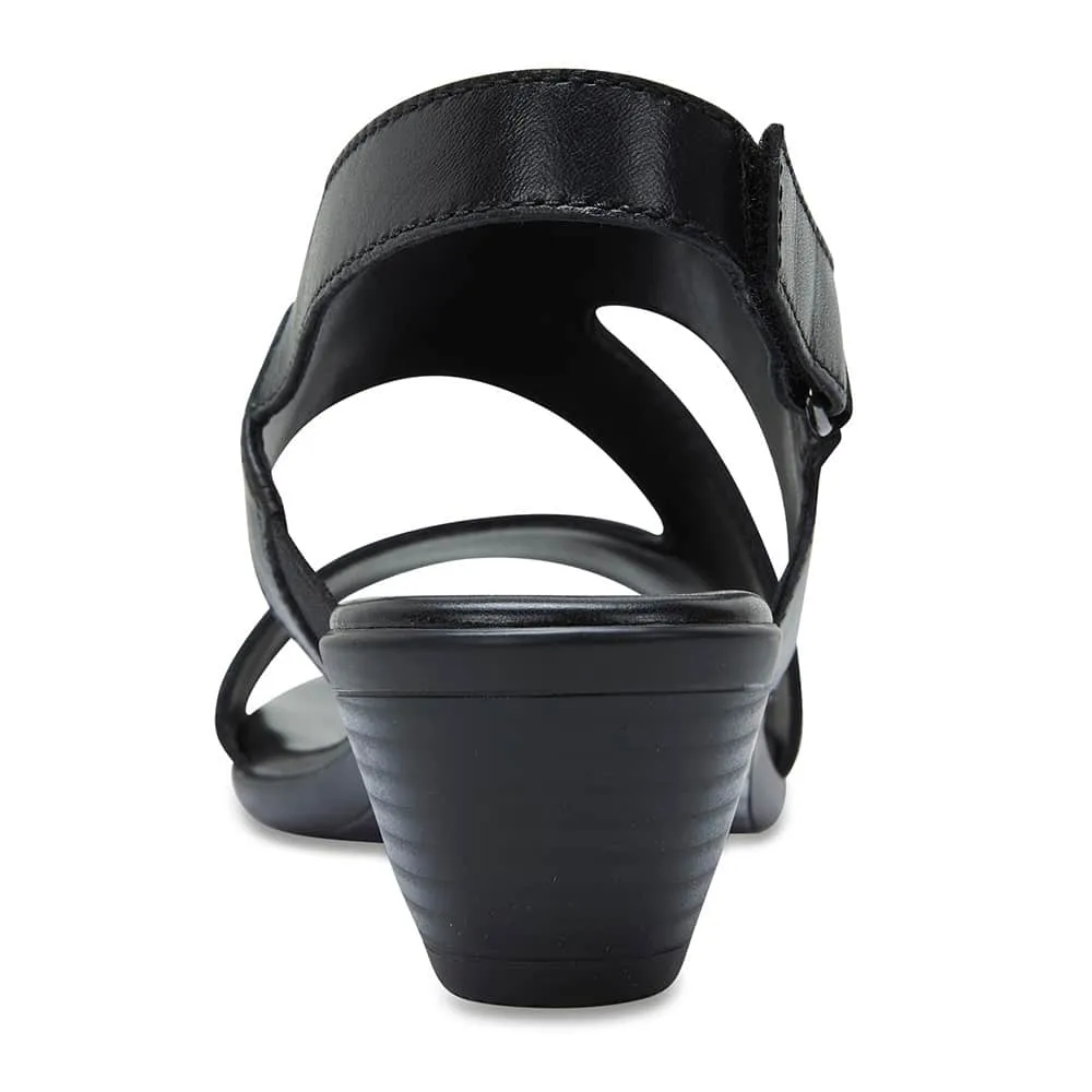 Orchid Heel in Black Leather