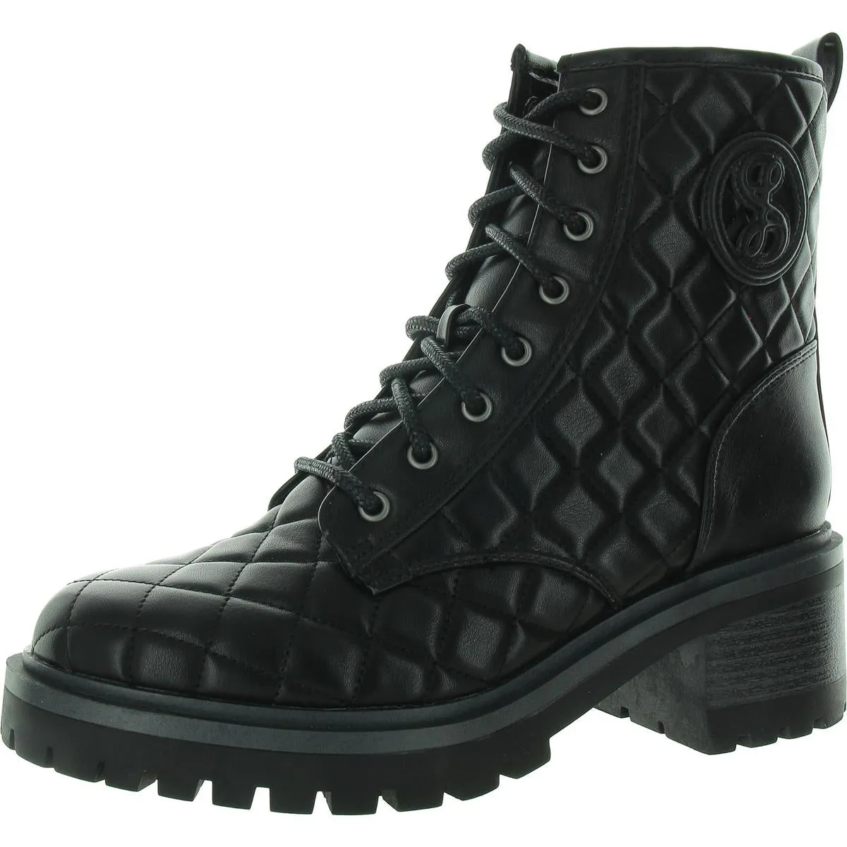 Otis Womens Block Heel Lug Sole Combat & Lace-Up Boots