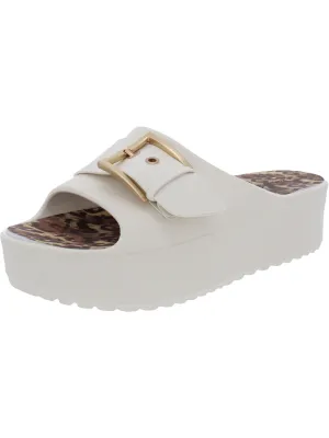 Pacey Womens Faux Leather Platform Flatform Sandals