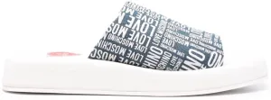 Padded Wedge Slip On Sandal In Blue/white