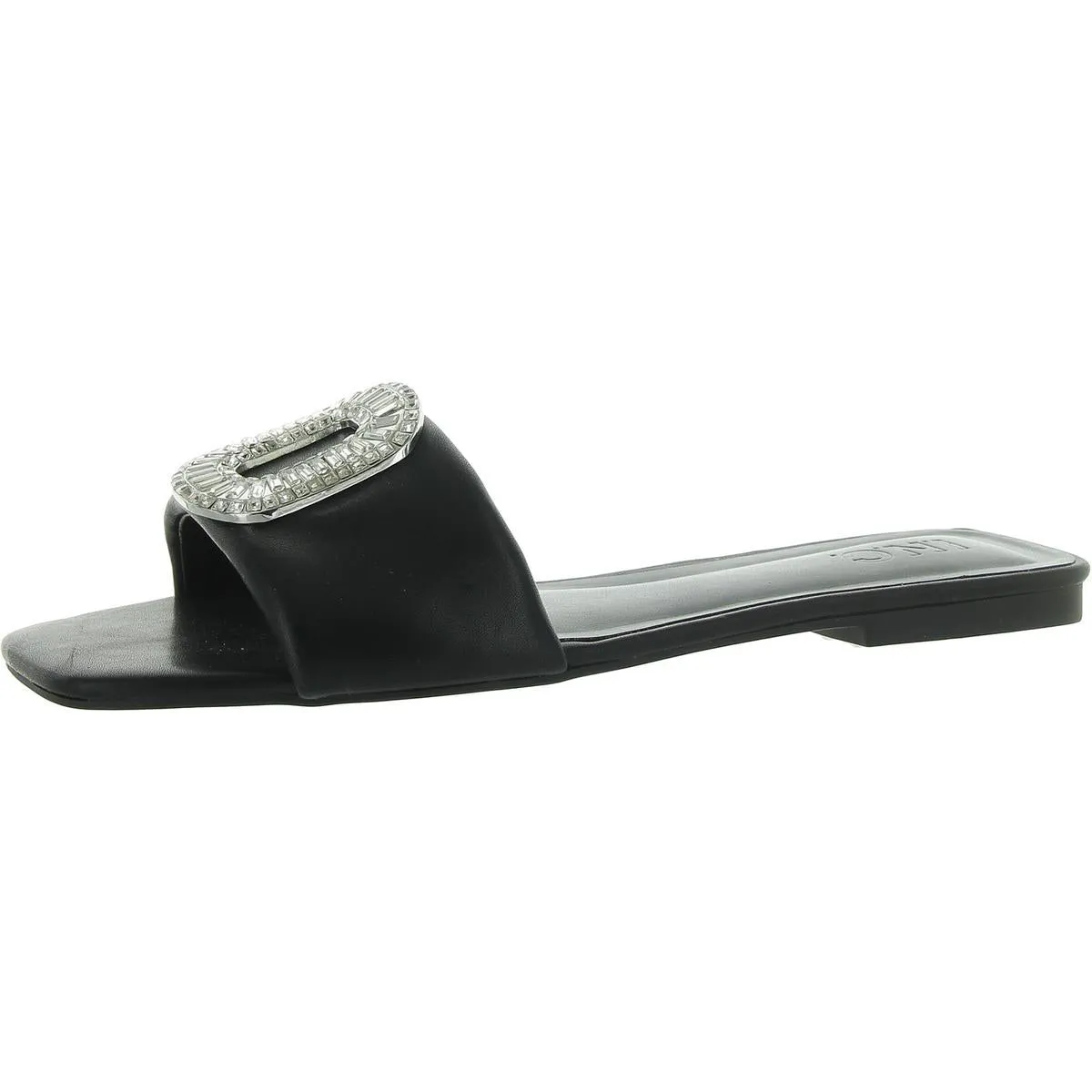 Paden Womens Embellished Faux Leather Slide Sandals