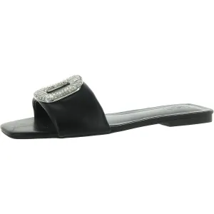Paden Womens Embellished Faux Leather Slide Sandals