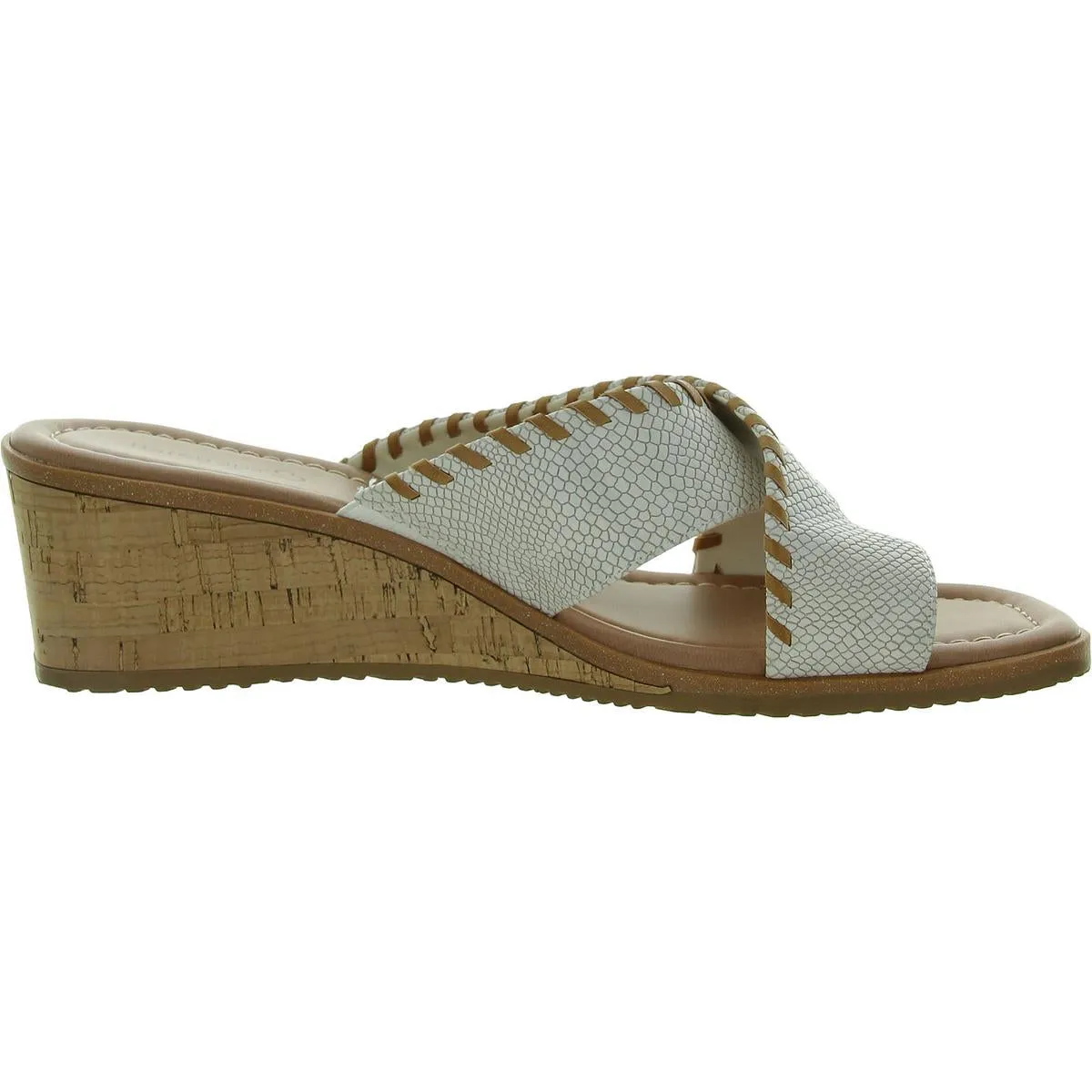 Paige Womens Faux Leather Wedge Slide Sandals