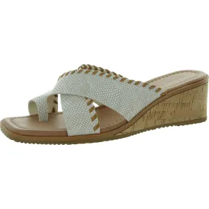 Paige Womens Faux Leather Wedge Slide Sandals
