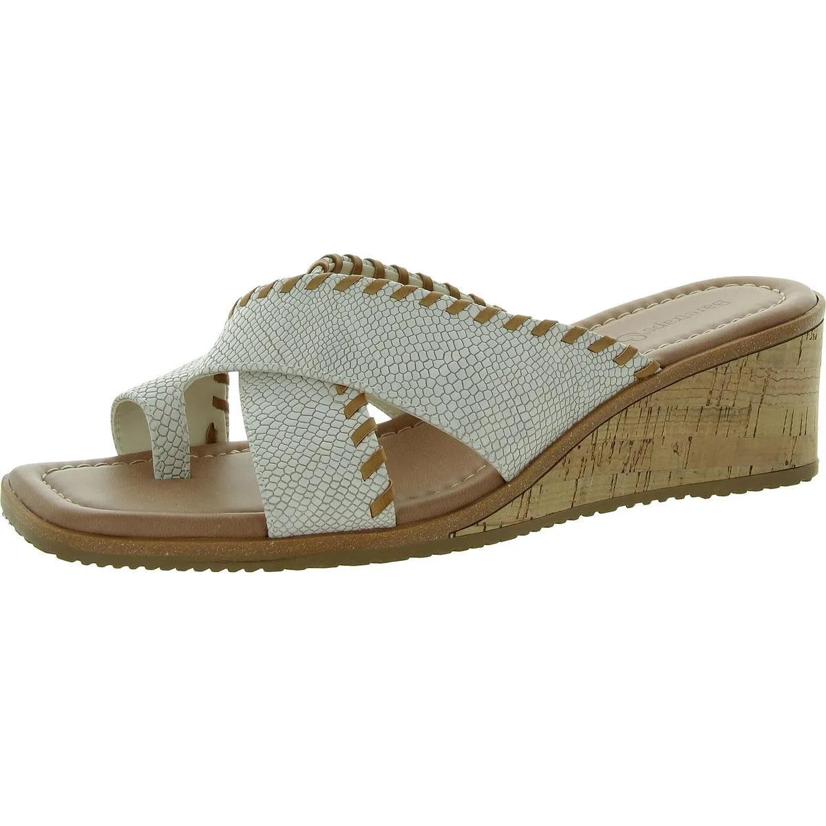 Paige Womens Faux Leather Wedge Slide Sandals
