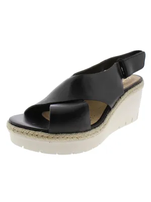 Palm Glow Womens Leather Platforms Wedges