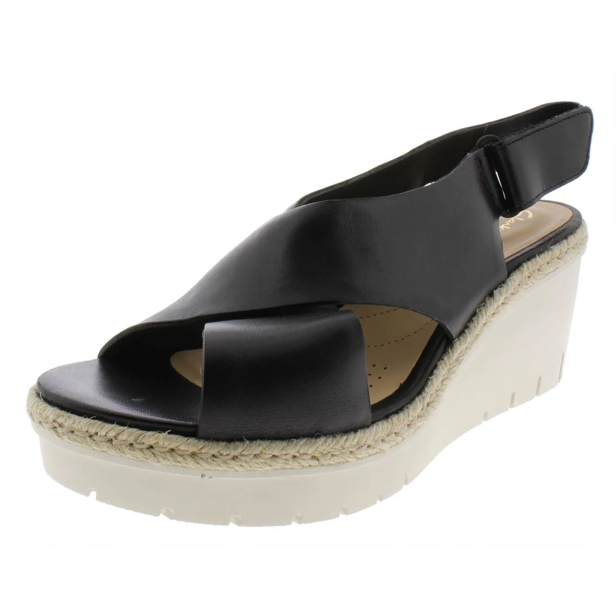 Palm Glow Womens Leather Platforms Wedges