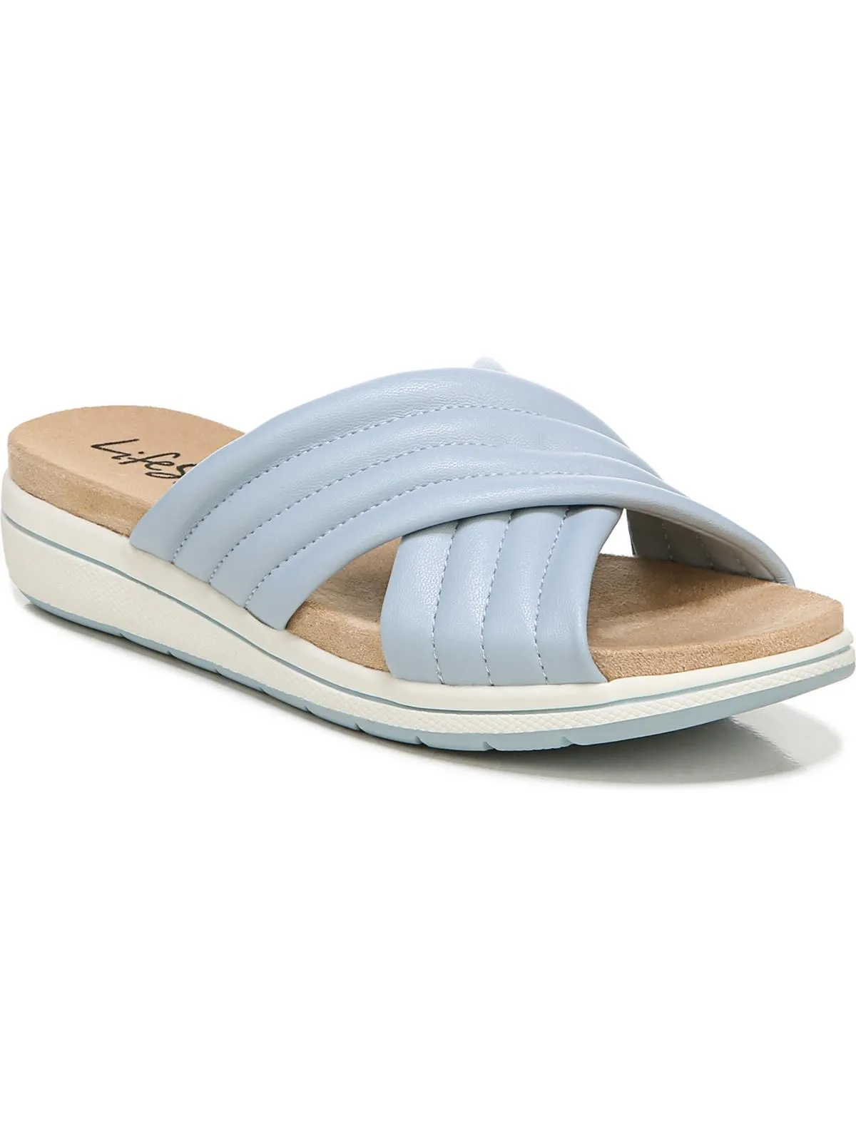 Panama Womens Faux Leather Slip On Wedge Sandals