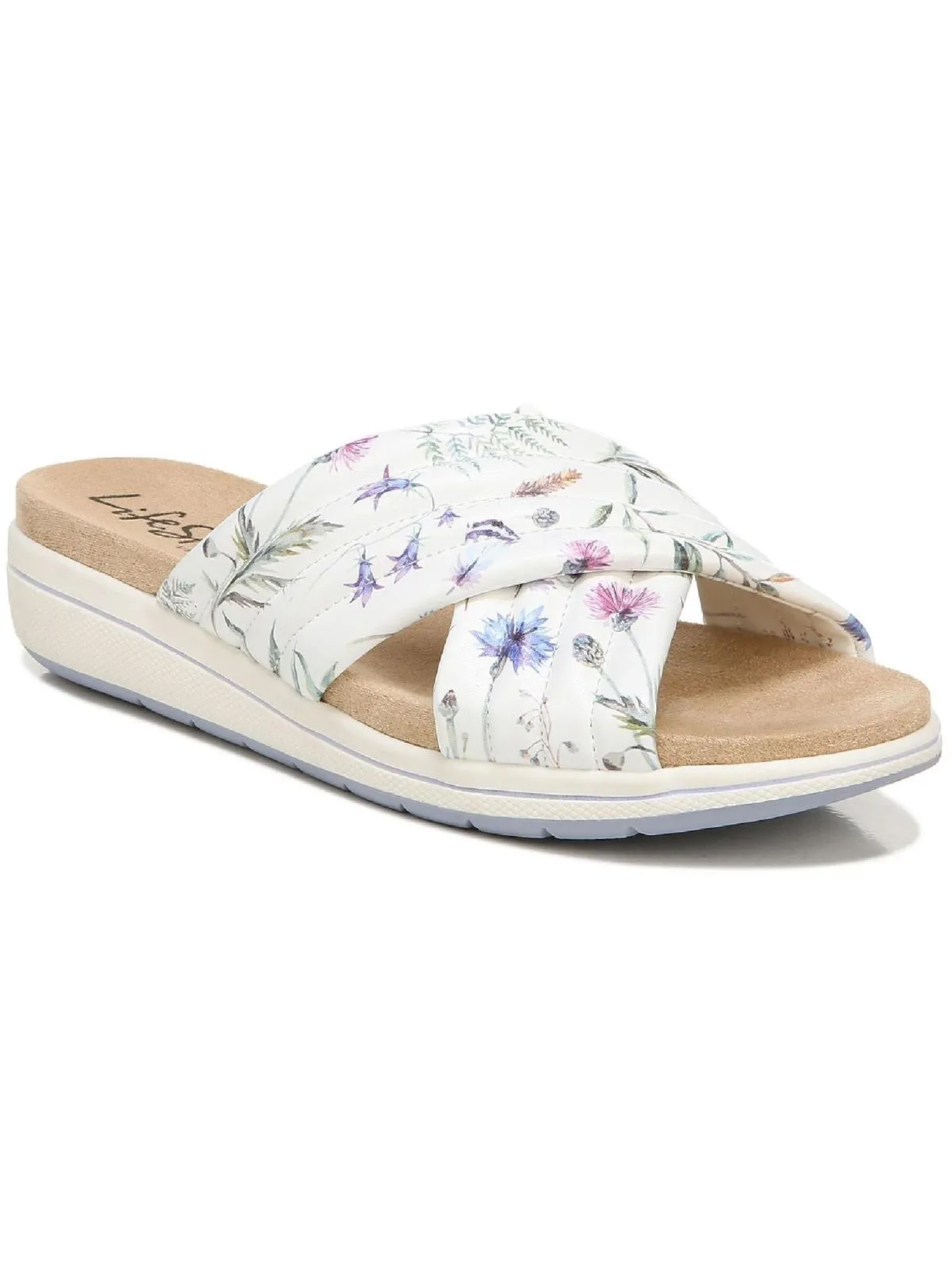 Panama Womens Faux Leather Slip On Wedge Sandals