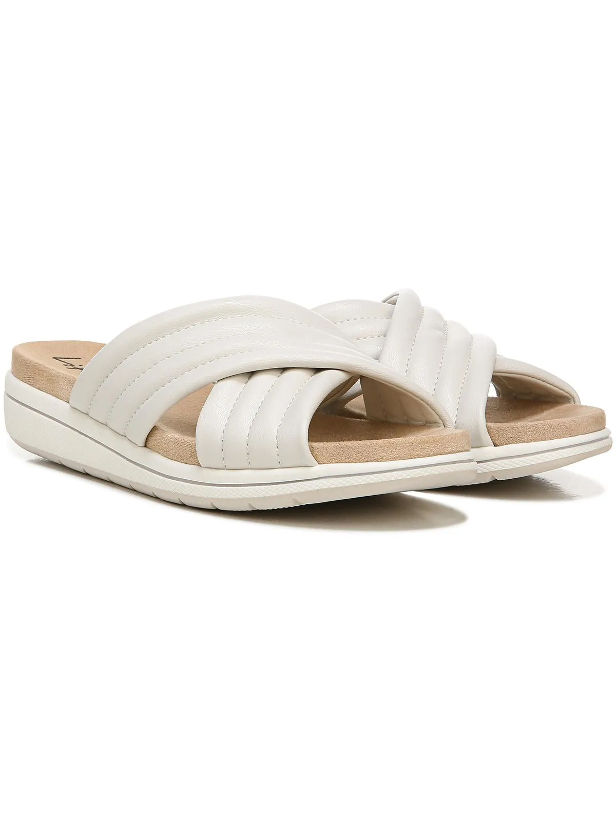 Panama Womens Faux Leather Slip On Wedge Sandals