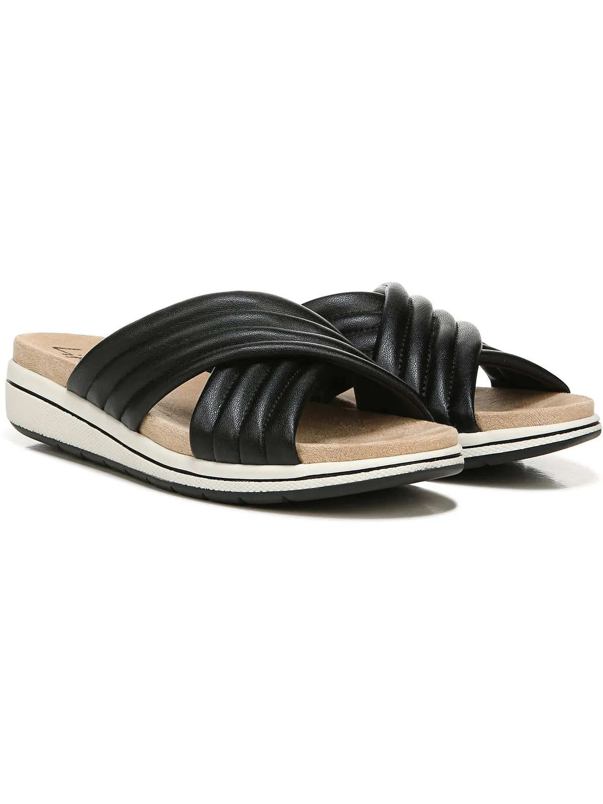 Panama Womens Faux Leather Slip On Wedge Sandals