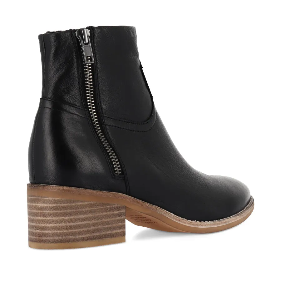 PARLA - BLACK LEATHER NATURAL HEEL