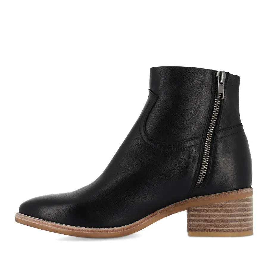 PARLA - BLACK LEATHER NATURAL HEEL