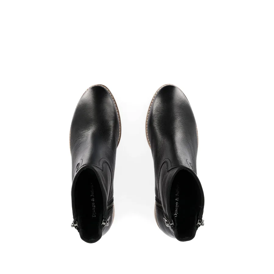 PARLA - BLACK LEATHER NATURAL HEEL