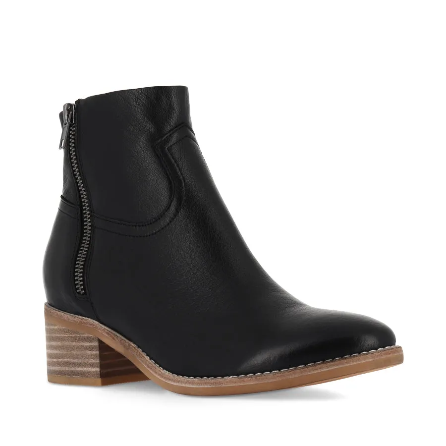 PARLA - BLACK LEATHER NATURAL HEEL