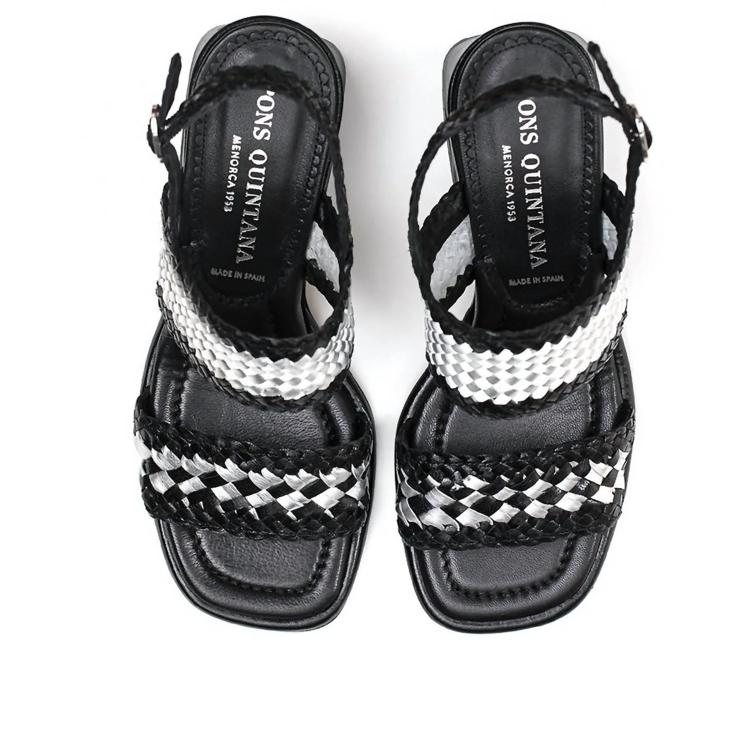 Pekin Leather Block Heel Sandal In Black/silver
