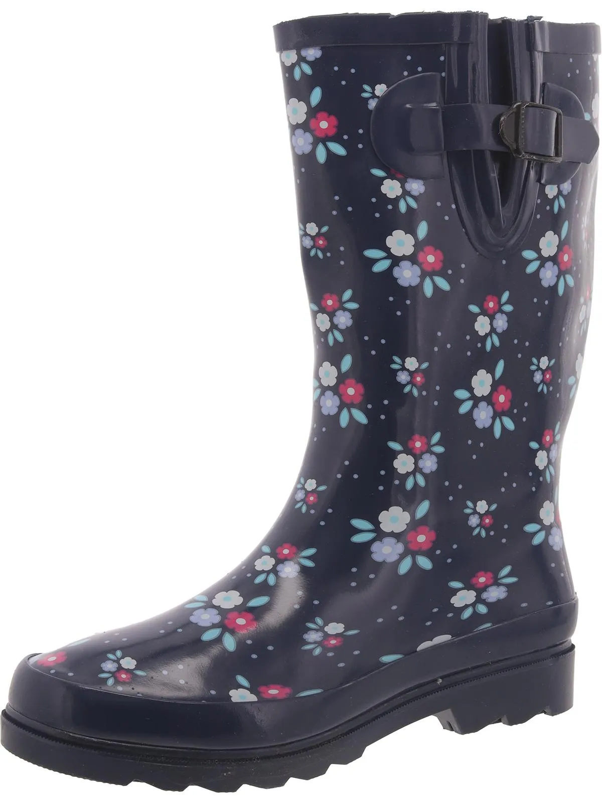 Petite Petals Womens Rubber Mid-Calf Rain Boots
