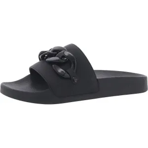 Peymin Womens Embellished Man Made Pool Slides