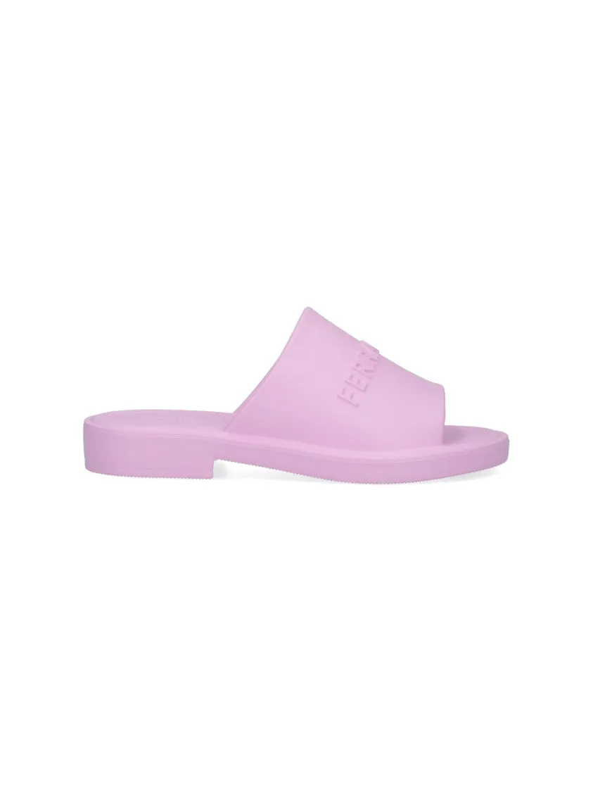 Pink Rubber Logo Sandals