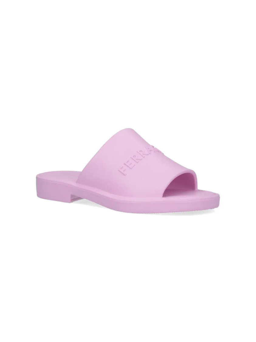 Pink Rubber Logo Sandals