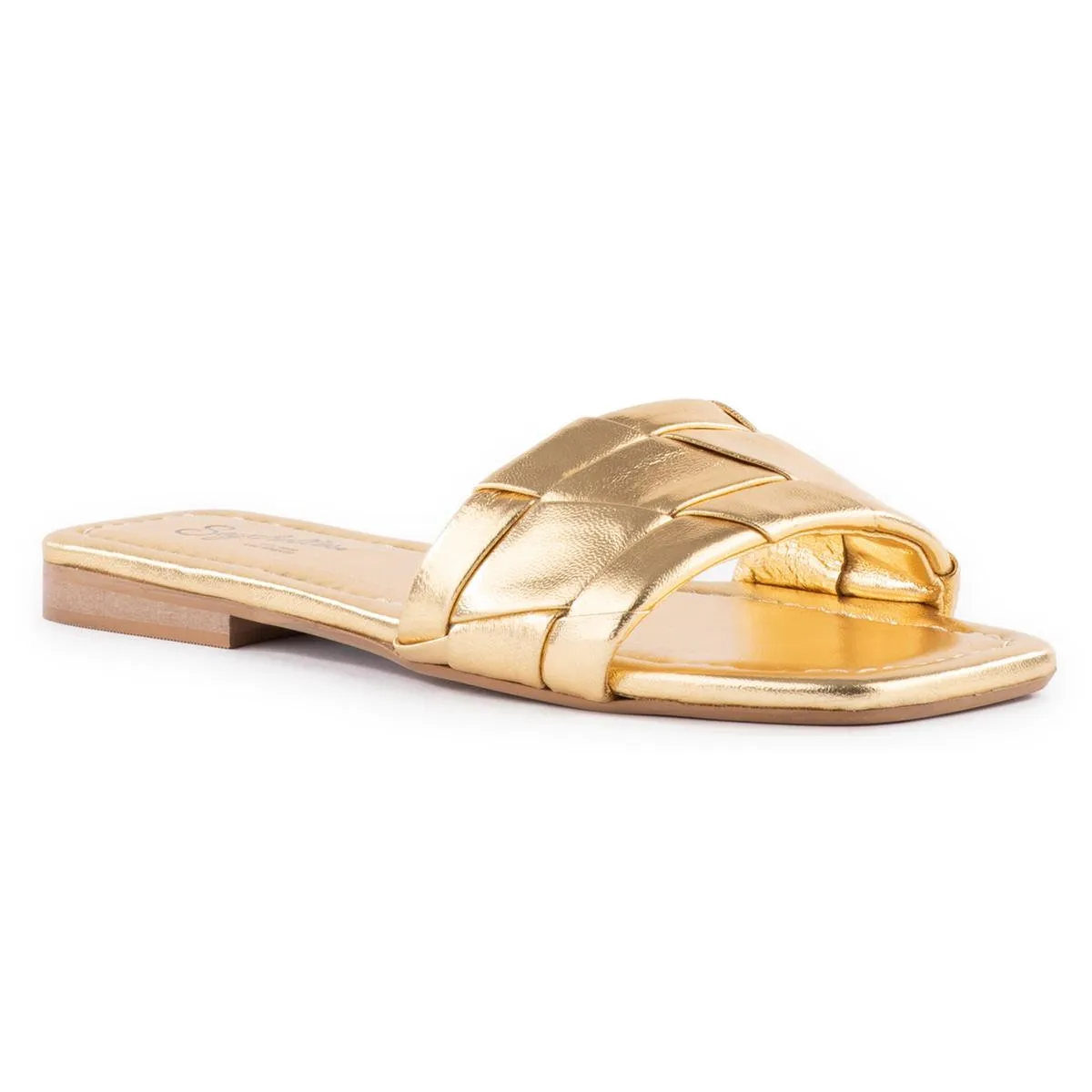 Portland Womens Woven Leather Slide Sandals