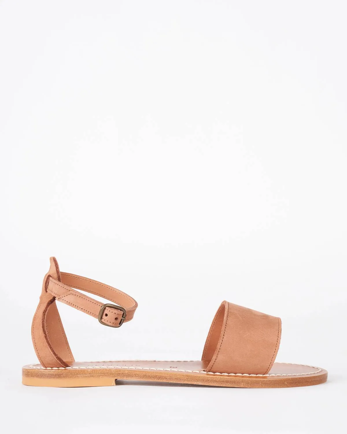Promethee Single Band Ankle Strap Sandal In Nubuk Luggage